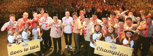 BERGENGSI. Riuhnya suasana di babak grand final East Java Scout Challenge 2K15