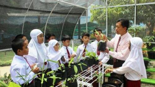 Satu dari kegiatan pembelajaran SD Unggulan Al-Ya lu, Kota Malang, dengan metode pembelajaran Contextual Teaching and Learning (CTL) di sekolah.
